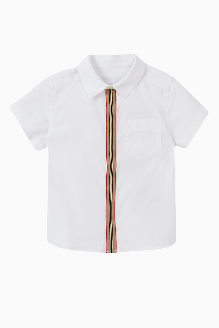

Icon Stripe Trim Stretch Cotton Shirt, White