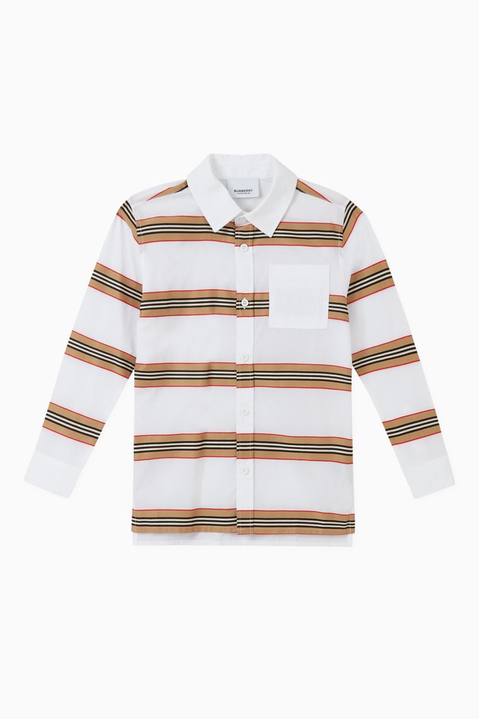 

Logo Icon Stripe Cotton Shirt, White