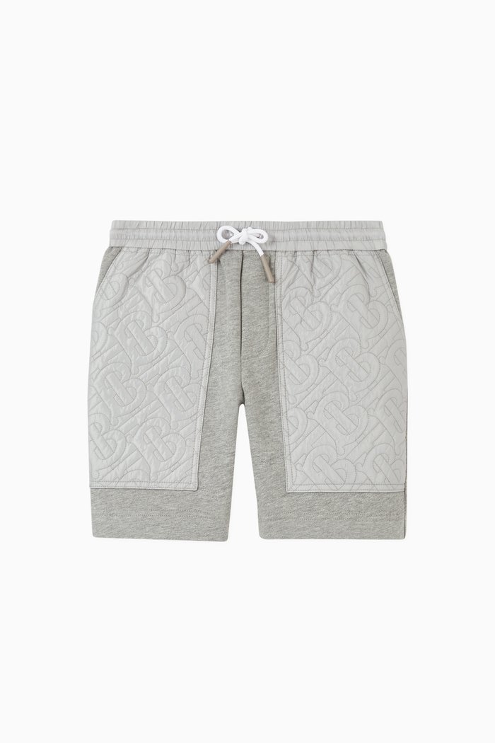 

Monogram Quilted Cotton Shorts, Grey