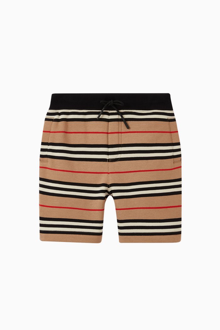 

Icon Stripe Cotton Shorts, Neutral