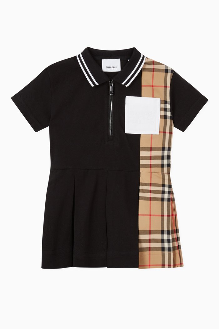 

Vintage Check Cotton Piqué Polo Dress, Black