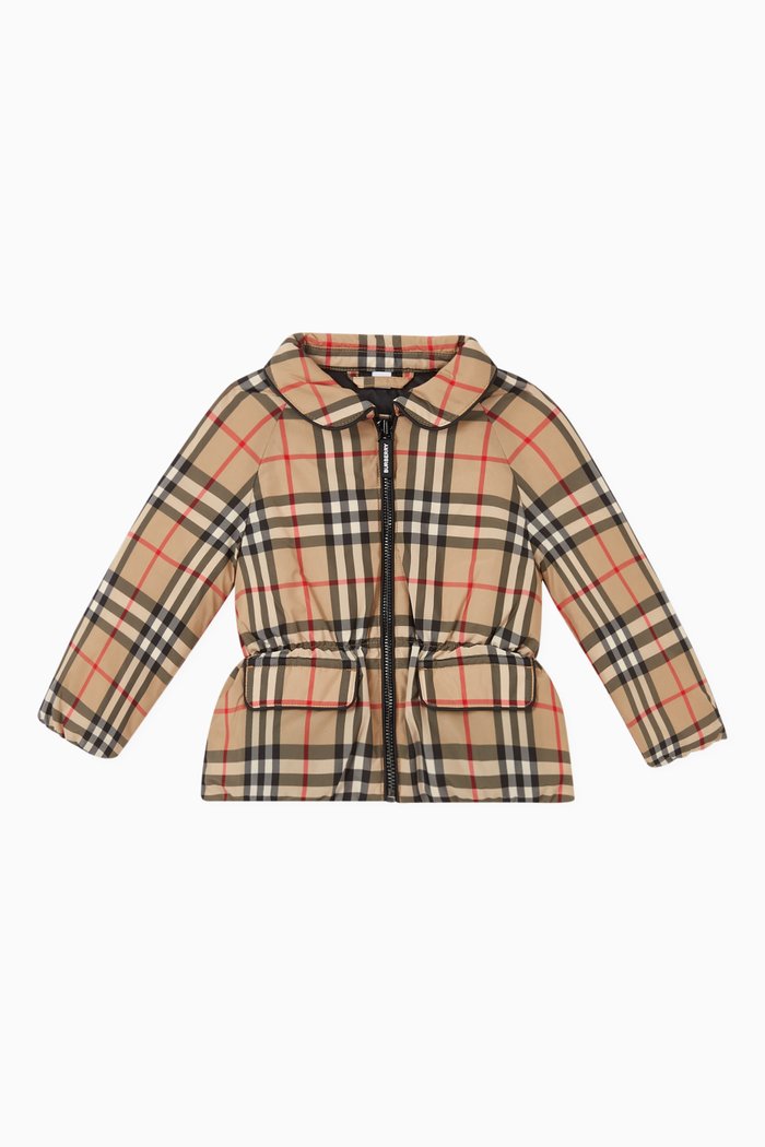 

Vintage Check Recycled Nylon Down Jacket, Neutral