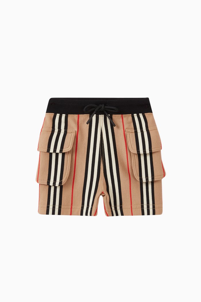 

Icon Stripe Cotton Shorts, Neutral