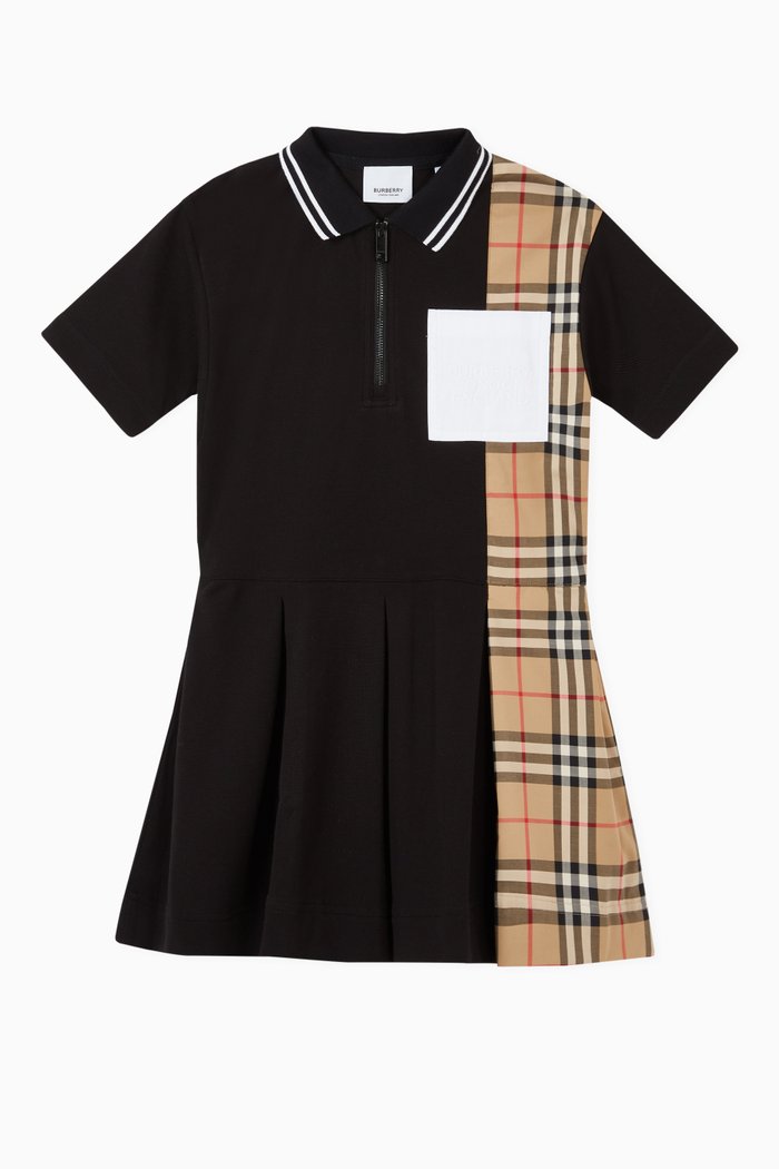 

Vintage Check Cotton Piqué Polo Dress, Black