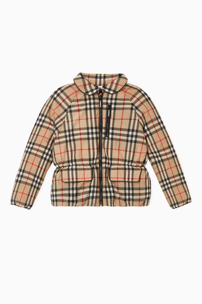 

Vintage Check Recycled Nylon Down Jacket, Neutral