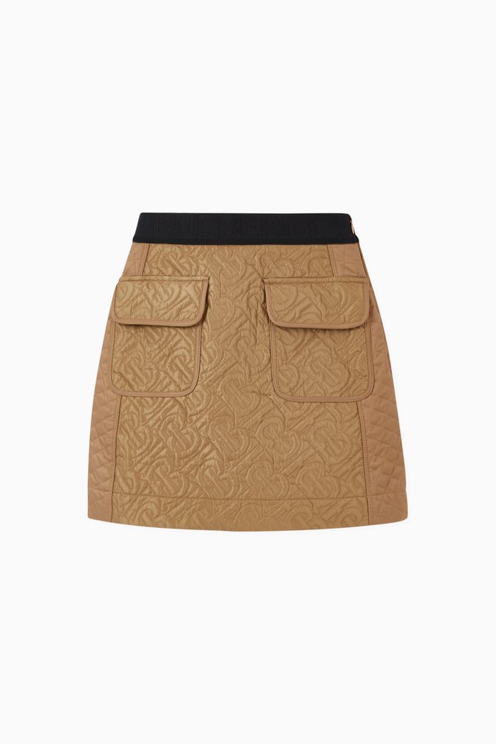 

Monogram Diamond Quilted Recycled Nylon Skirt, Neutral