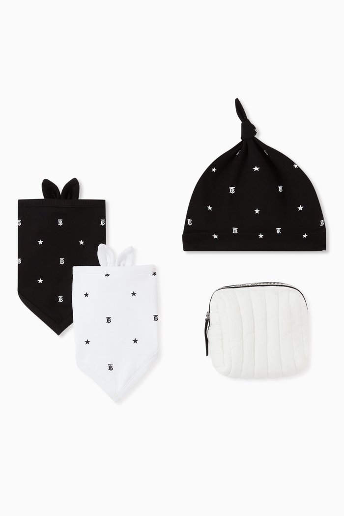

Baby Gift Set in Star and Monogram Motif Cotton, Black