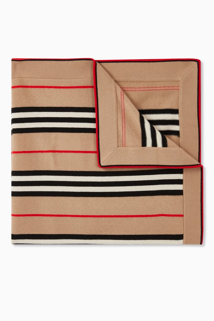 

Baby Blanket in Icon Stripe Cashmere Merino Wool, Neutral