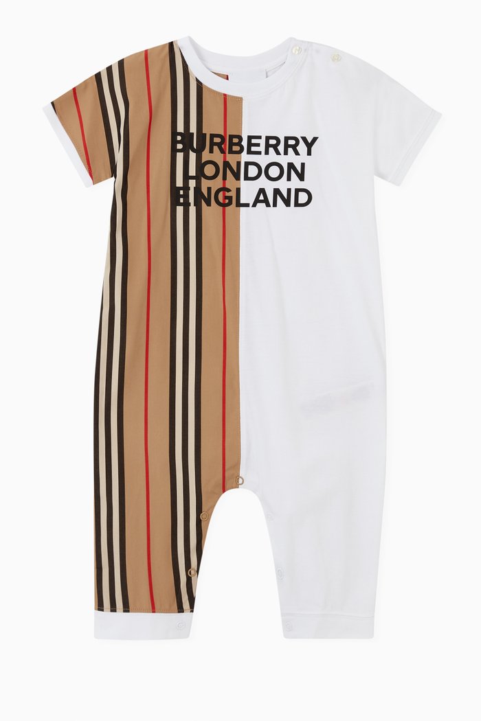 Icon Stripe Cotton Playsuit, White