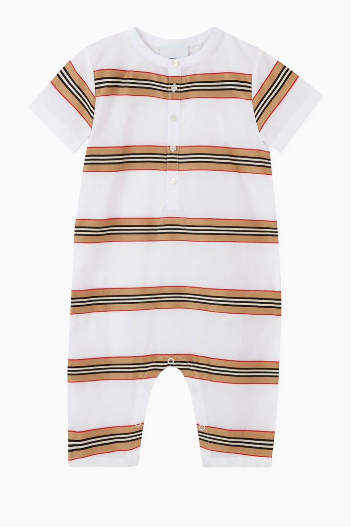 

Icon Stripe Cotton Playsuit, White