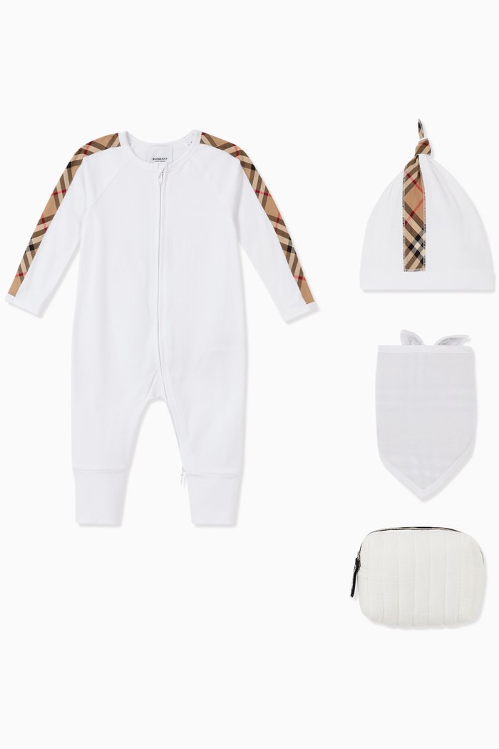 

Vintage Check Cotton Baby Gift Set, White