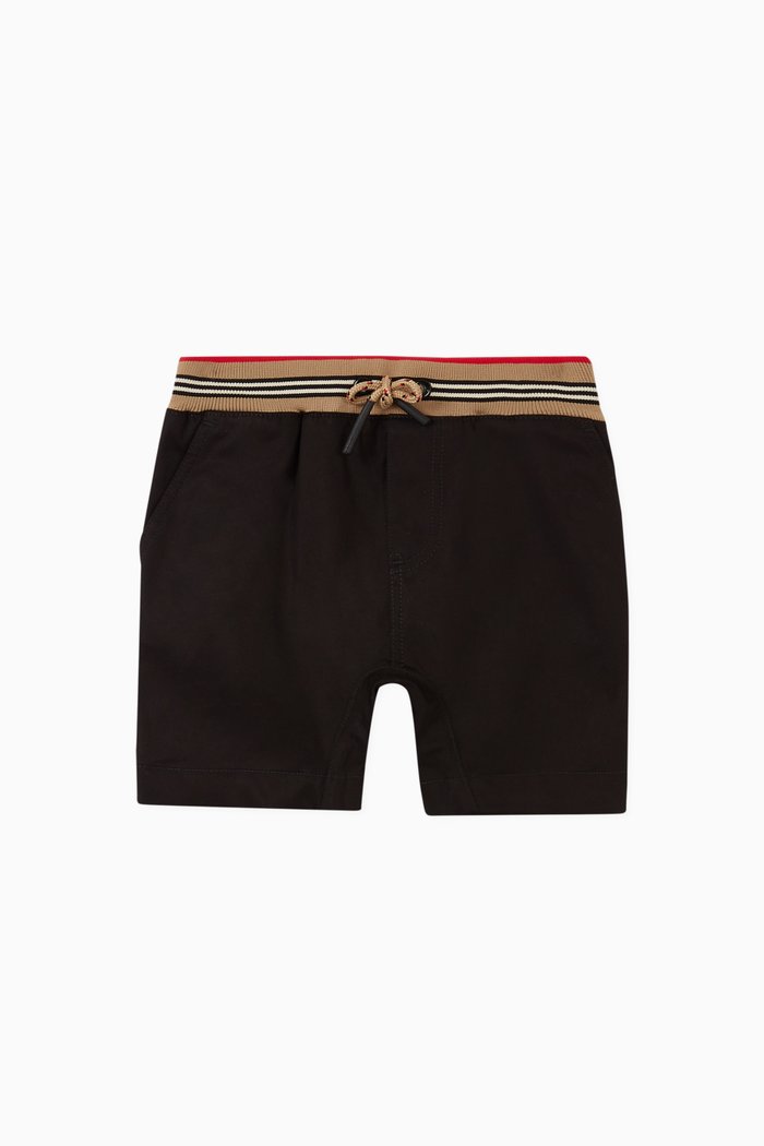 

Icon Stripe Cotton Twill Shorts, Black
