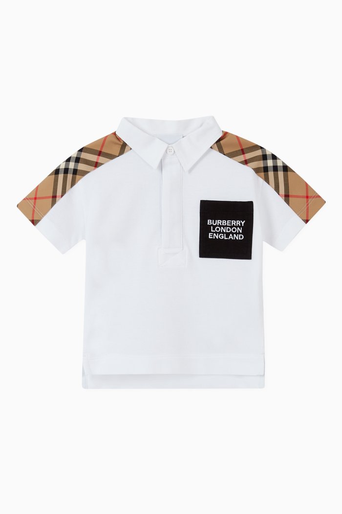 

Vintage Check Cotton Piqué Polo, White