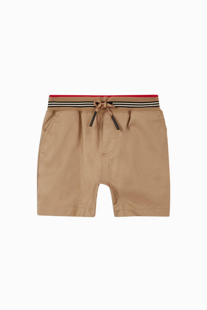 

Icon Stripe Cotton Twill Shorts, Neutral