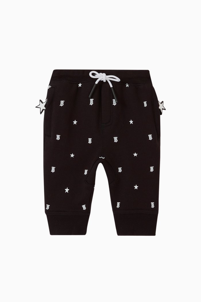 

Star & Monogram Motif Cotton Jogger Pants, Black