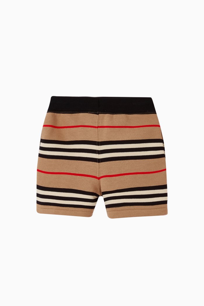 

Icon Stripe Cotton Shorts, Neutral