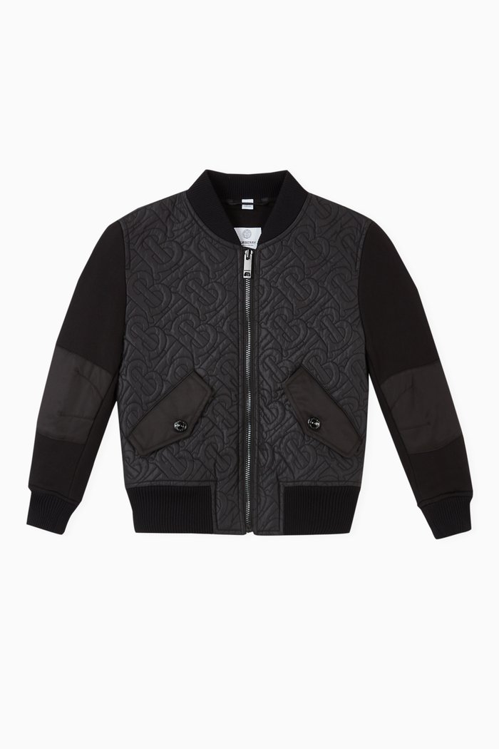 Monogram Quilted Recycled Nylon Bomber Jacket, Black