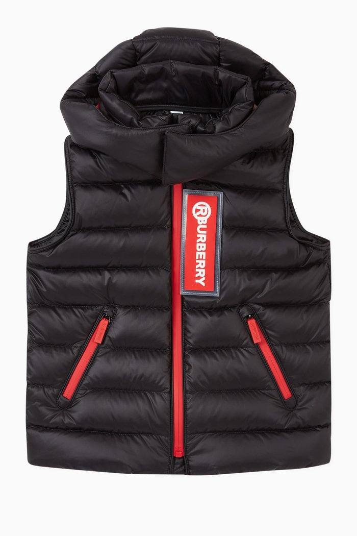 

Logo Appliqué Down Puffer Gilet, Black