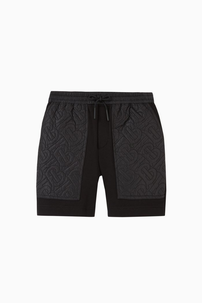 

Monogram Quilted Cotton Shorts, Black