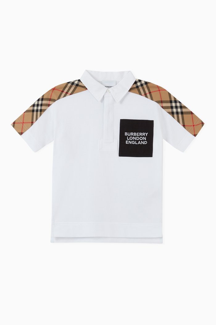 

Vintage Check Cotton Piqué Polo, White