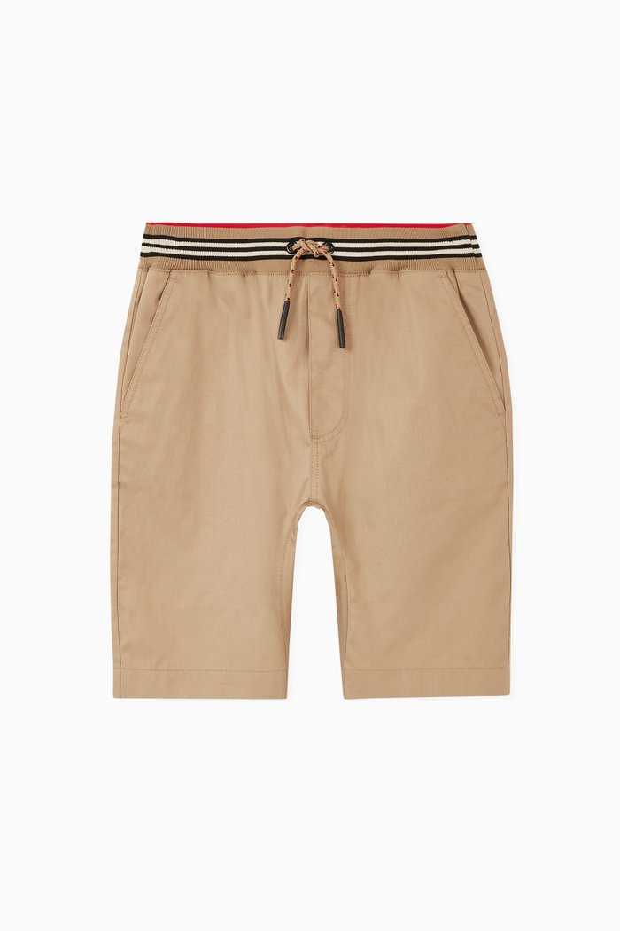 

Icon Stripe Cotton Twill Shorts, Neutral