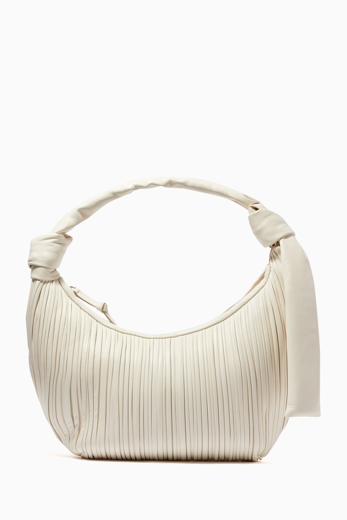 

Neptune Hobo Pleated Bag In Leather, Neutral