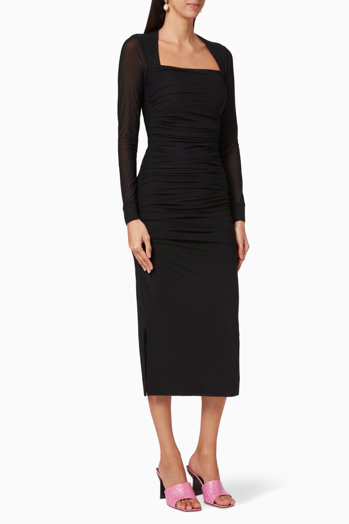 Dotted Mesh Dress, Black