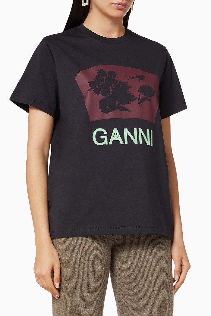 

Floral Printed T-Shirt, Black