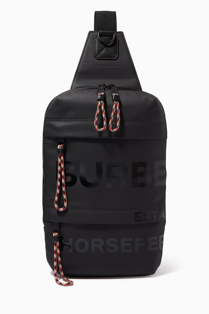 

Crossbody Backpack in Horseferry Coated Cotton Canvas, Black