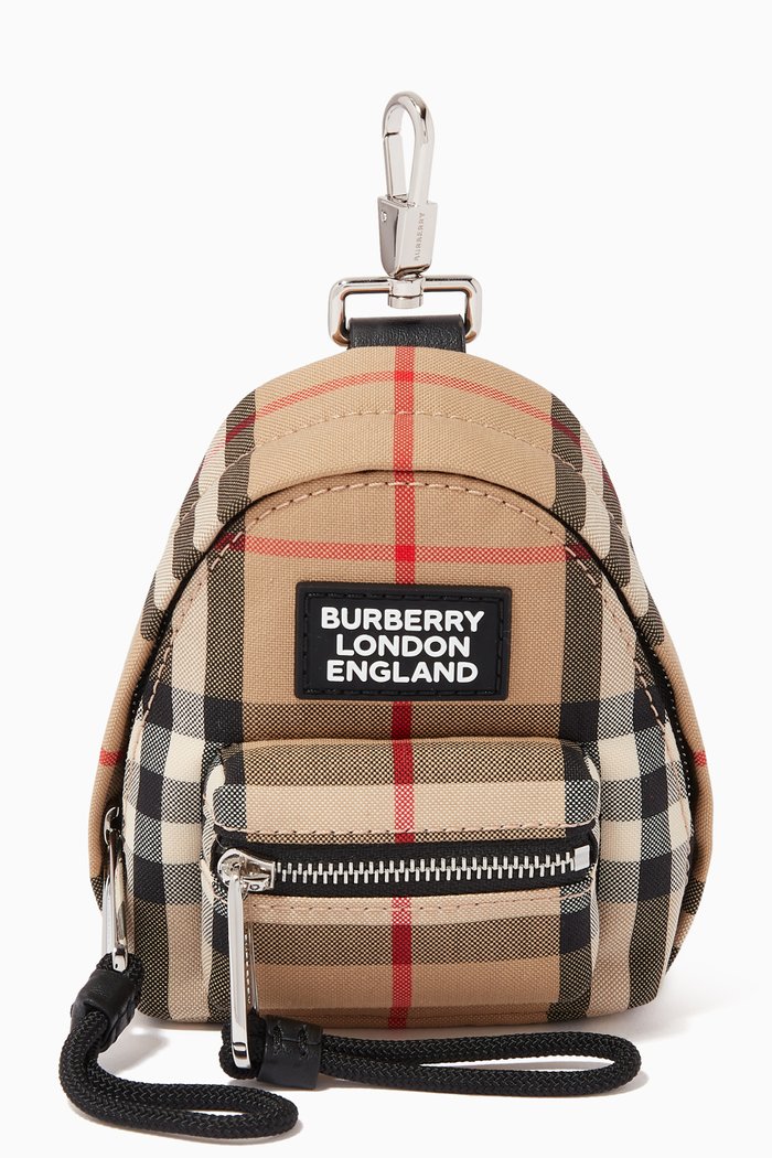 

Backpack Charm in Vintage Check Bonded Cotton, Neutral