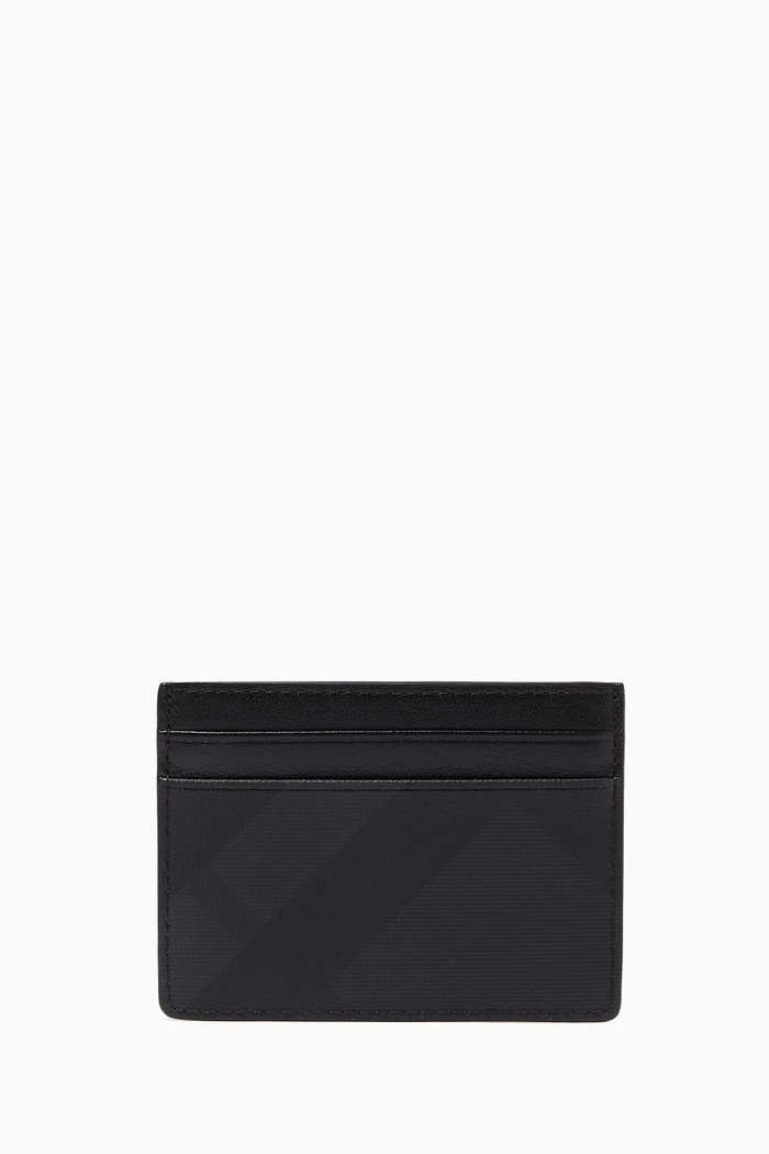

Card Case in London Check Canvas and Leather, Grey