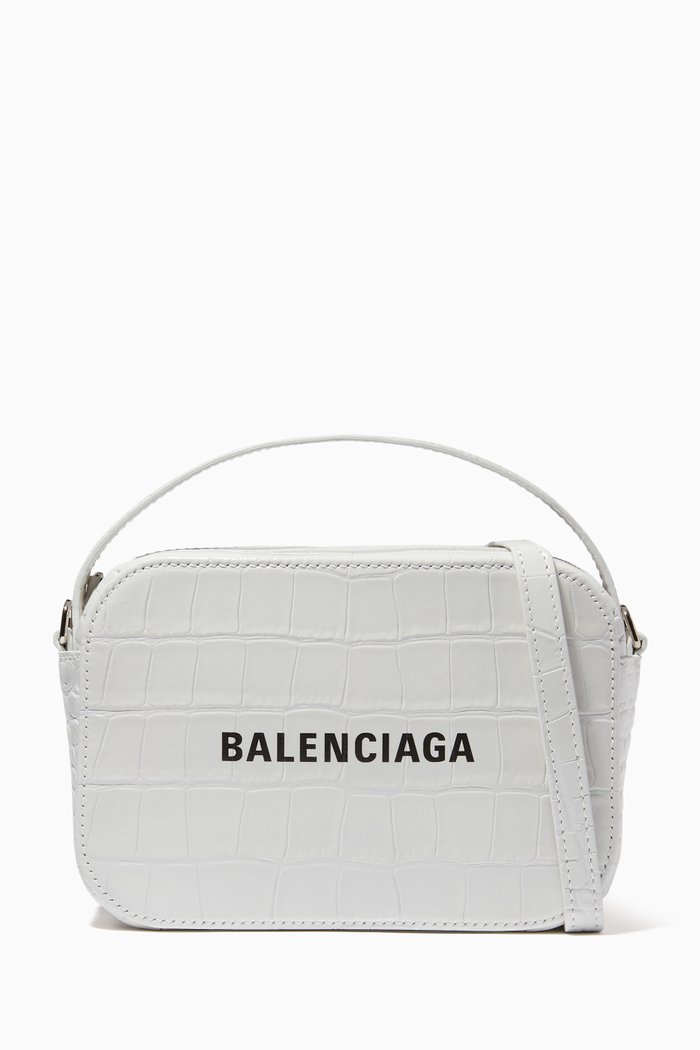 

Everyday XS Camera Bag in Shiny Crocodile Embossed Calfskin, White