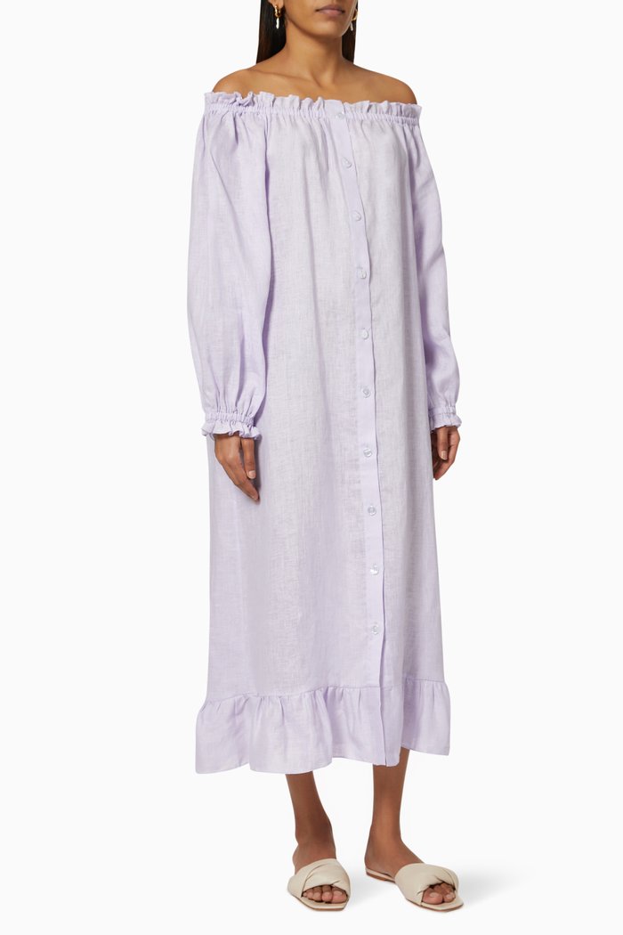 

Loungewear Dress in Linen, Purple