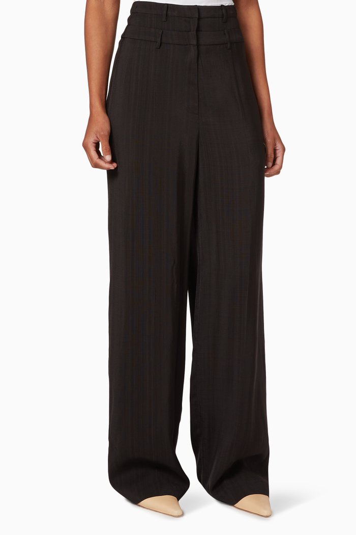 

Laila Linen Blend Pants, Black