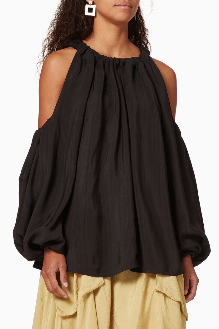 Carmen Organic Cotton Top, Black