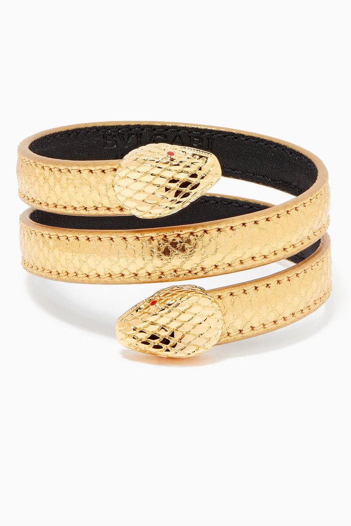 

Serpenti Forever Cleopatra Bracelet in Karung Leather, Gold