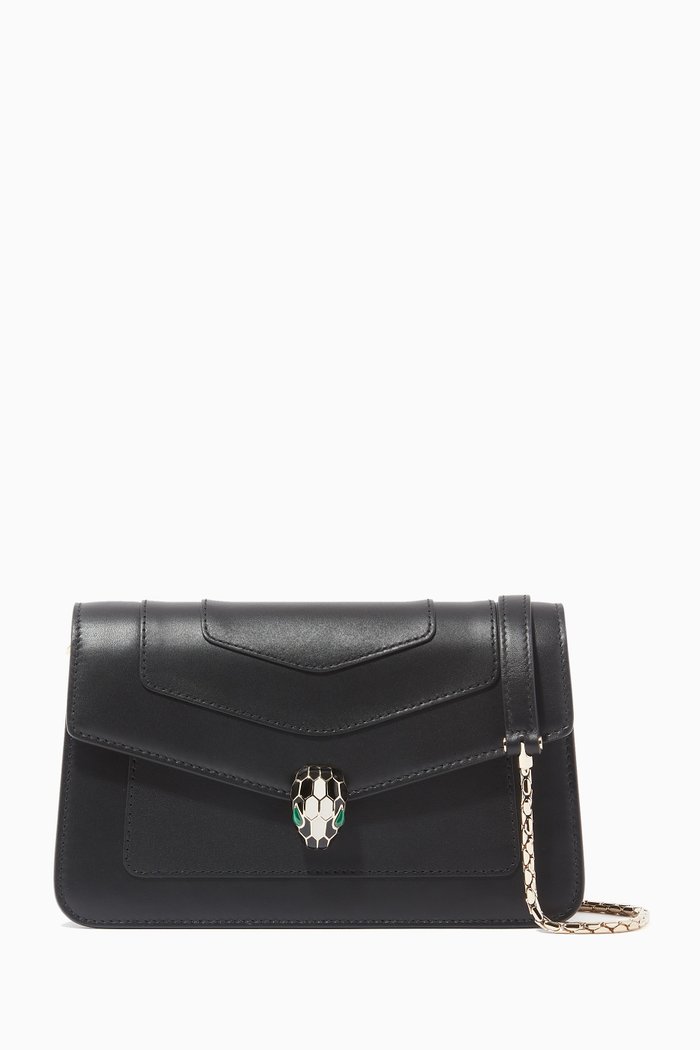 

Serpenti Forever Chain Wallet in Leather, Black