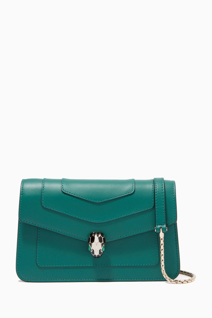 

Serpenti Forever Chain Wallet in Leather, Green