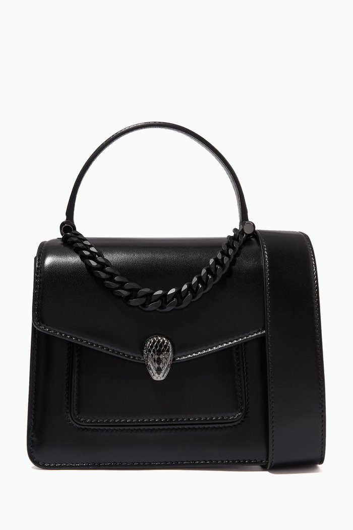 

Serpenti Forever Maxi Chain Top-handle Bag in Nappa Leather, Black