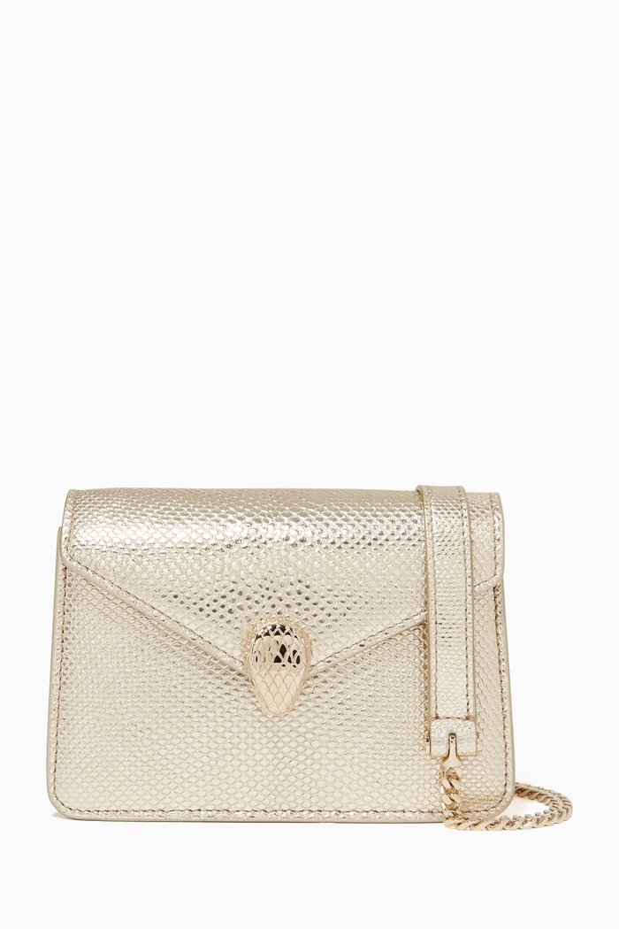 Serpenti Forever Mini Bag in Karung Leather, Gold