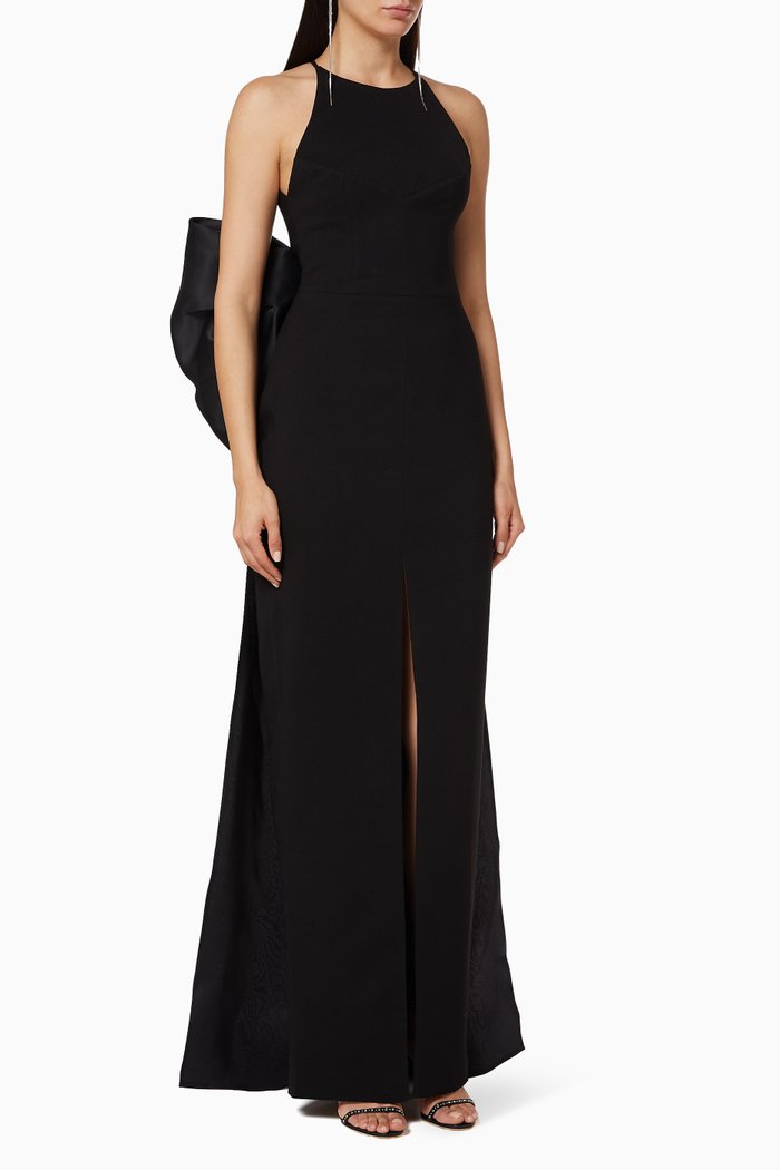 

Bow-Embellished Organza Dress, Black