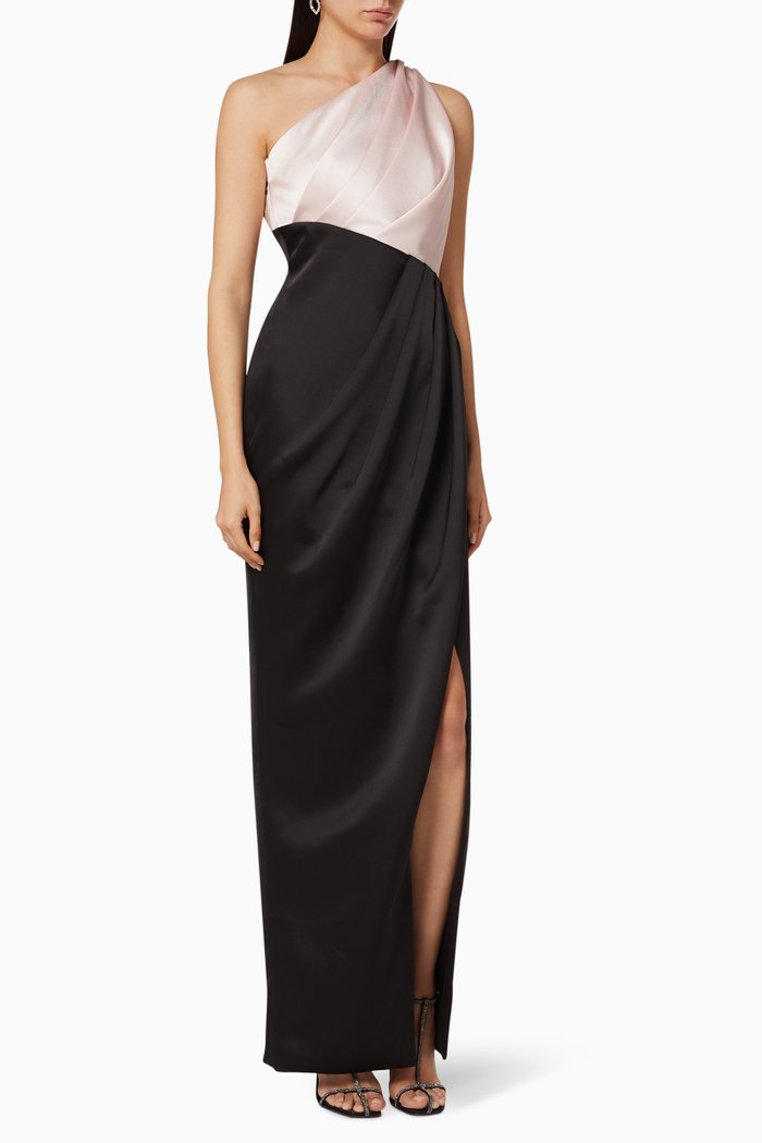 

Draped Satin Dress, White