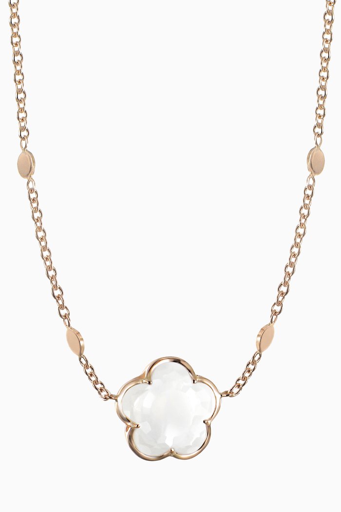 

Bon Ton Necklace with Milky Quartz in 18kt Rose Gold