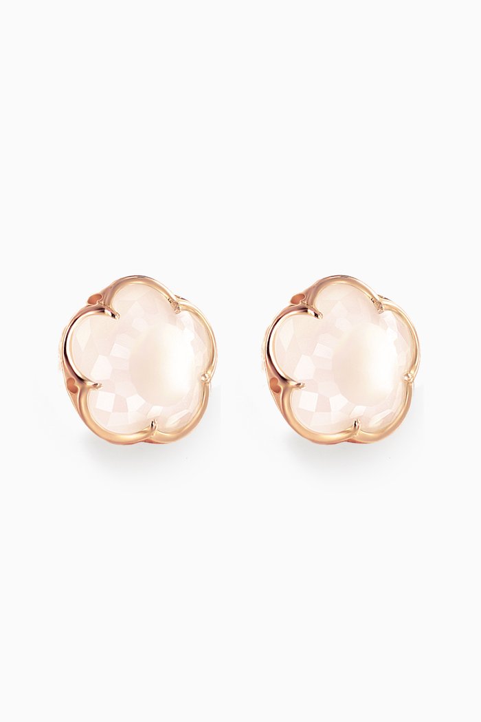 

Bon Ton Earrings with Milky Quartz in 18kt Rose Gold