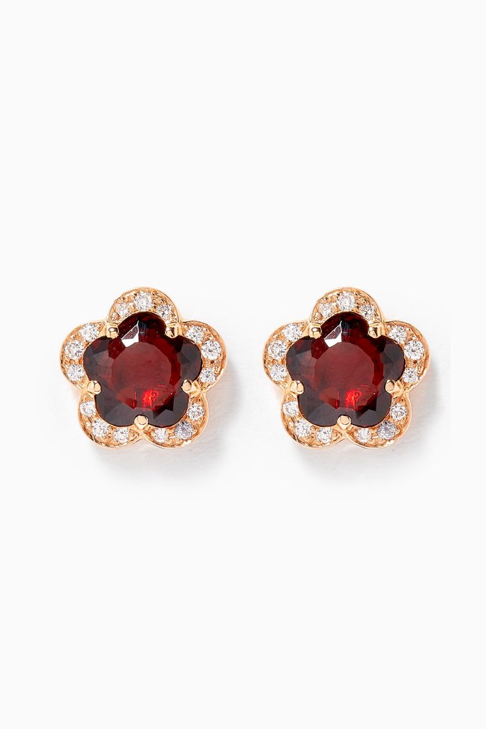 

Figlia Dei Fiori Diamond Earrings with Red Garnet in 18k Rose Gold