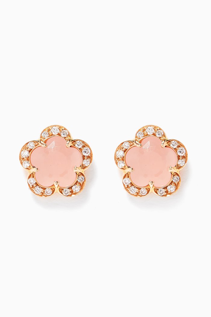 

Figlia Dei Fiori Diamond Earrings with Pink Chalcedony in 18k Rose Gold