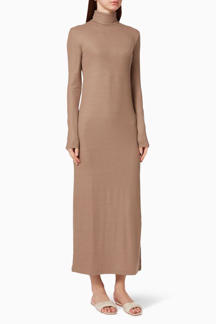

Tencel 3X2 Rib Maxi Dress, Brown