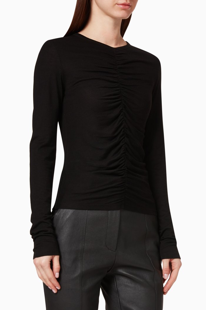 

Brushed Tencel Ruched Top, Black