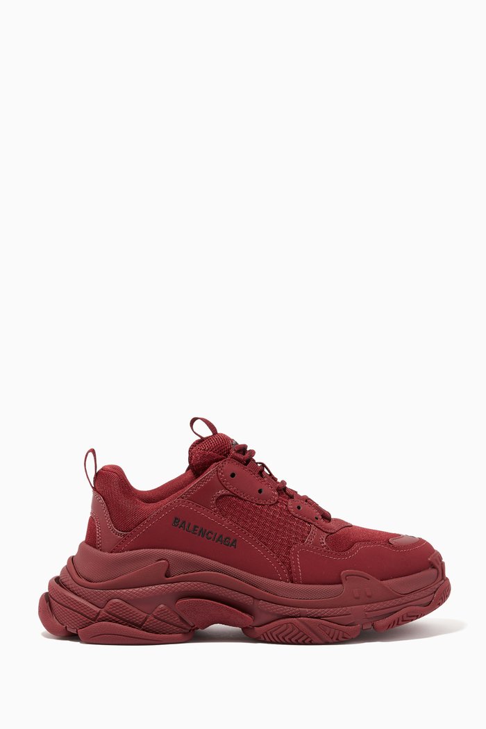 

Triple S Sneakers in Double Foam & Mesh, Burgundy