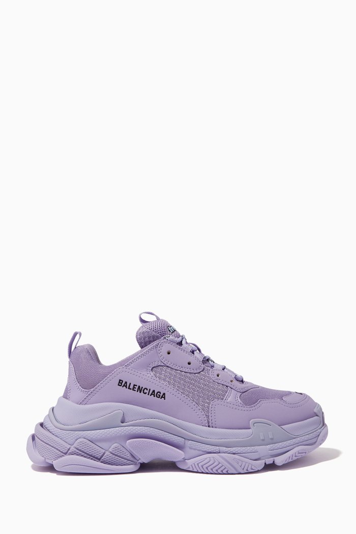 Triple S Sneakers in Double Foam & Mesh, Purple